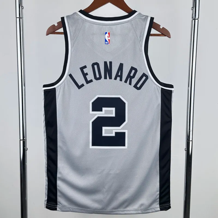 20-21 SA Spurs LEONARD #2 Grey Top Quality Hot Pressing NBA Jersey (Trapeze Edition)