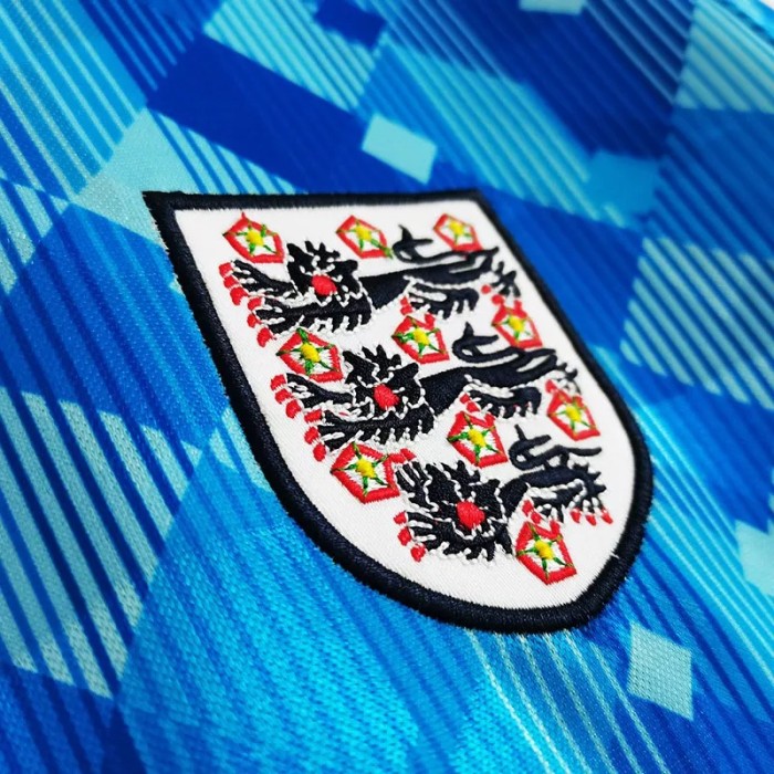 1990 England Third Blue Retro Soccer Jersey