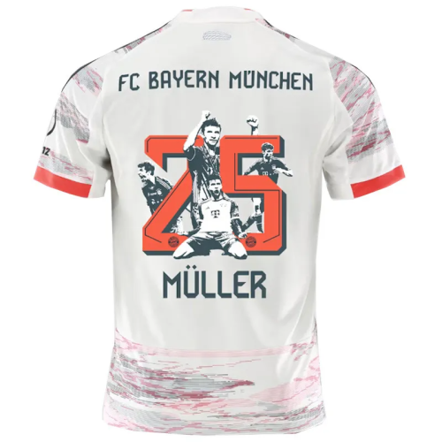 25-26 Bayern Away Muller #25 Print Picture Number Fans Soccer Jersey