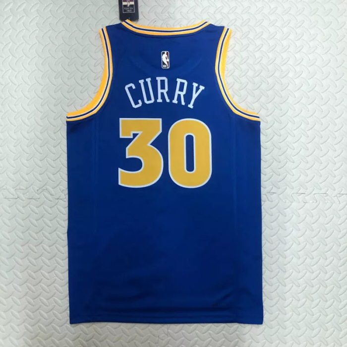 22-23 WARRIORS CURRY #30 Blue Top Quality Hot Pressing NBA Jersey (Retro Logo)