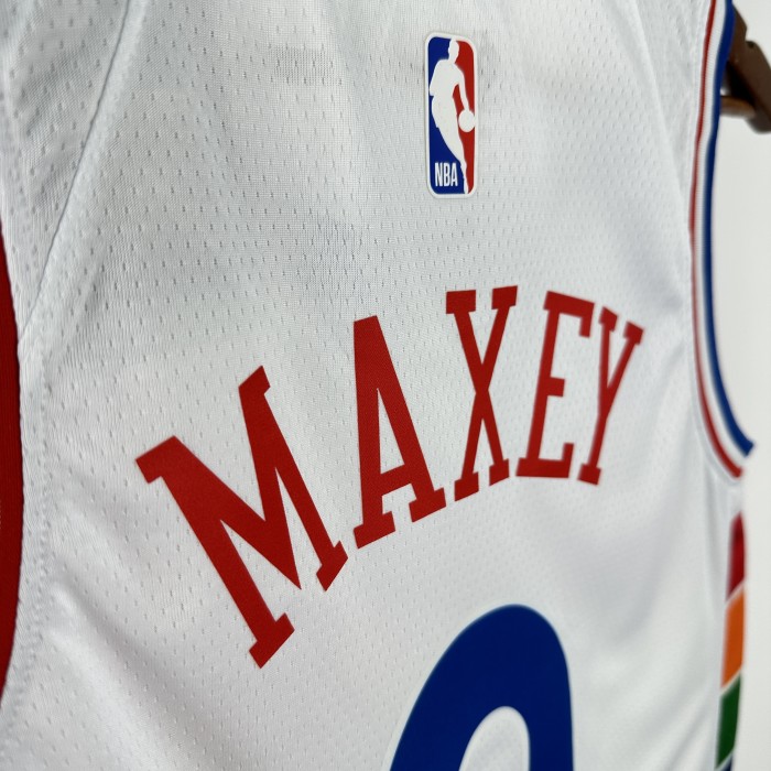 24-25 76ERS MAXEY #0 White City Edition Top Quality Hot Pressing NBA Jersey