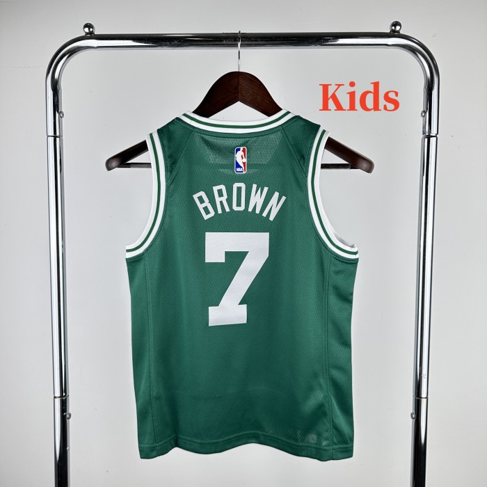 2023 CELTICS BROWN #7 White Top Quality Hot Pressing Kids NBA Jersey