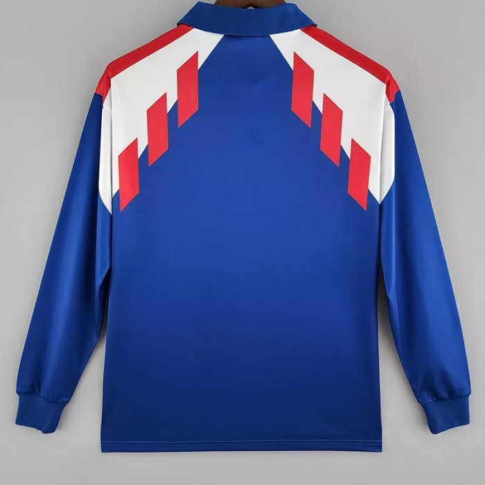 1988-1990 France Home Long Sleeve Retro Soccer Jersey