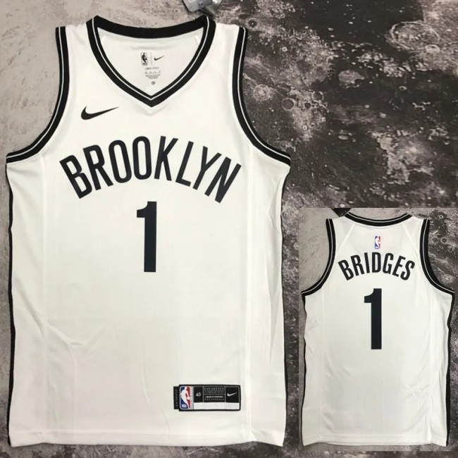 22-23 NETS BRIDGES #1 White Top Quality Hot Pressing NBA Jersey