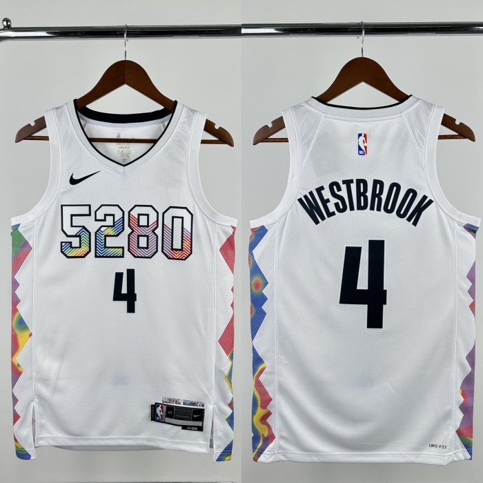 24-25 Nuggets WESTBROOK #4 White City Edition Top Quality Hot Pressing NBA Jersey