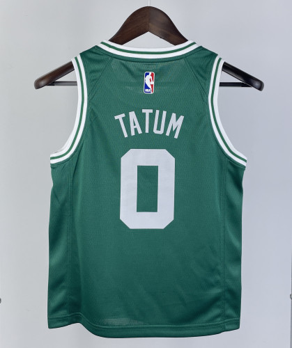 2023 CELTICS TATUM #0 Green Top Quality Hot Pressing Kids NBA Jersey
