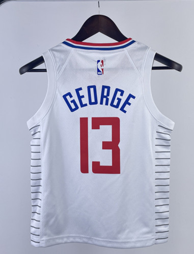 2023 Clippers GEORGE #13 White Top Quality Hot Pressing Kids NBA Jersey