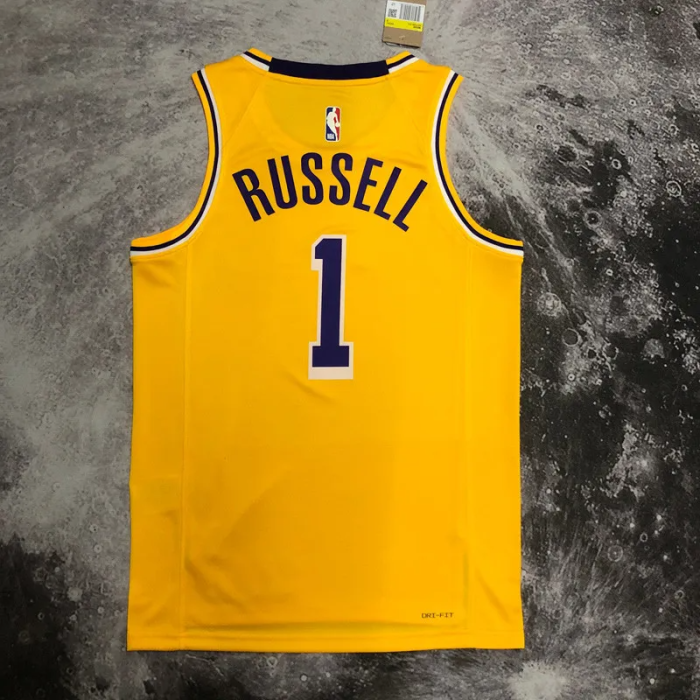 LAKERS RUSSELL #1 Yellow Top Quality Hot Pressing NBA Jersey