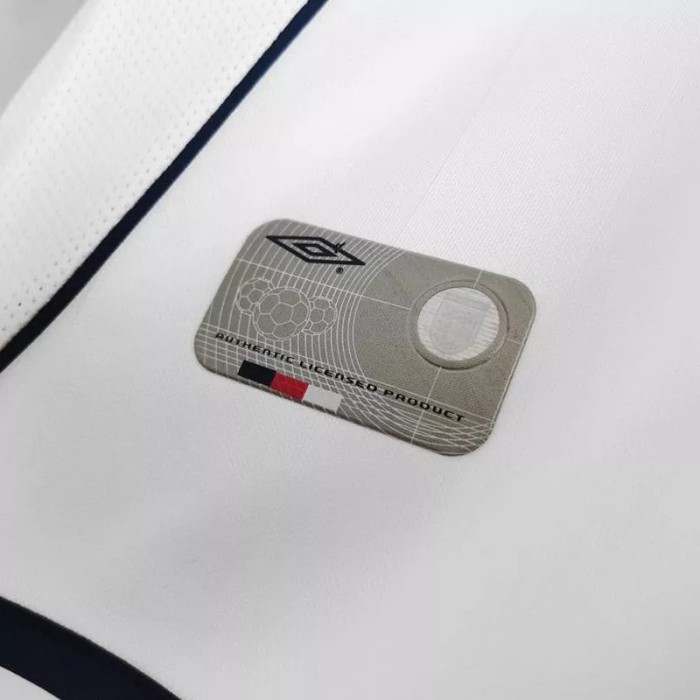 2002 England Home Retro Long Sleeve Soccer Jersey