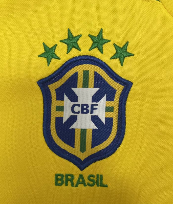 2002 Brazil Home Long sleeves Retro Soccer Jersey 