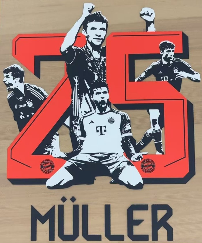 25-26 Bayern Away Muller #25 Print Picture Number Fans Soccer Jersey