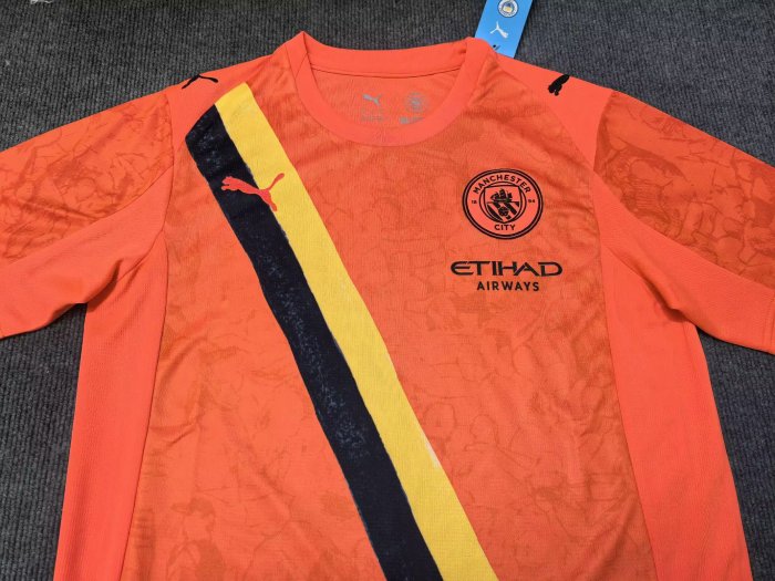 25-26 Man City Orange Goalkeeper Fans Soccer Jersey