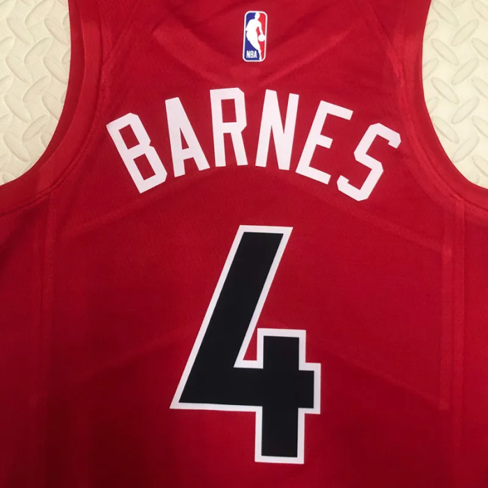 22-23 Raptors BARNES #4 Red Top Quality Hot Pressing NBA Jersey