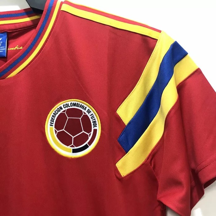 1990 Colombia Away Red Retro Soccer Jersey