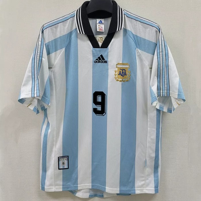 1998 Argentina Home Retro Soccer Jersey
