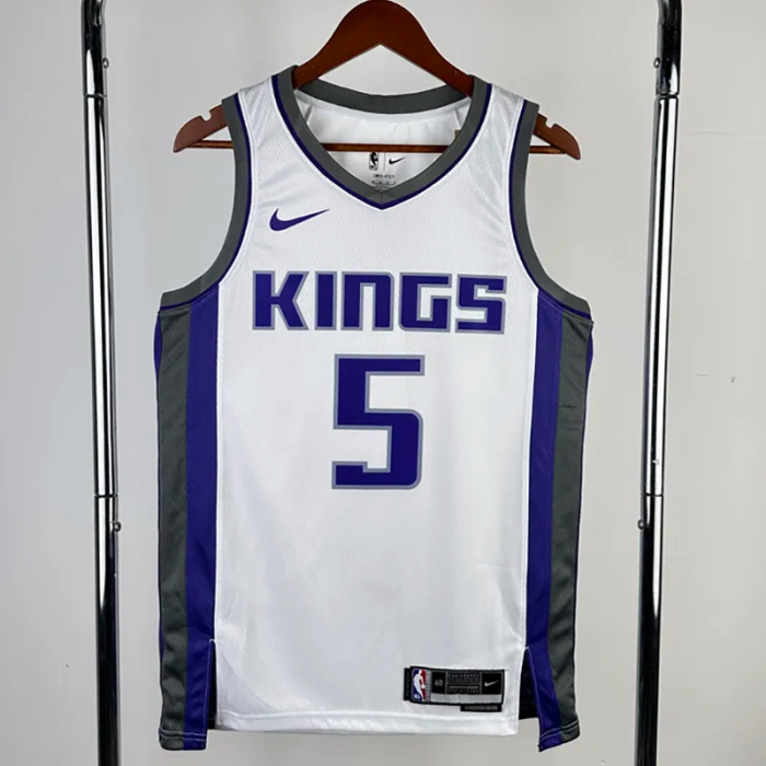 22-23 KINGS FOX #5 White Home Top Quality Hot Pressing NBA Jersey(V领）