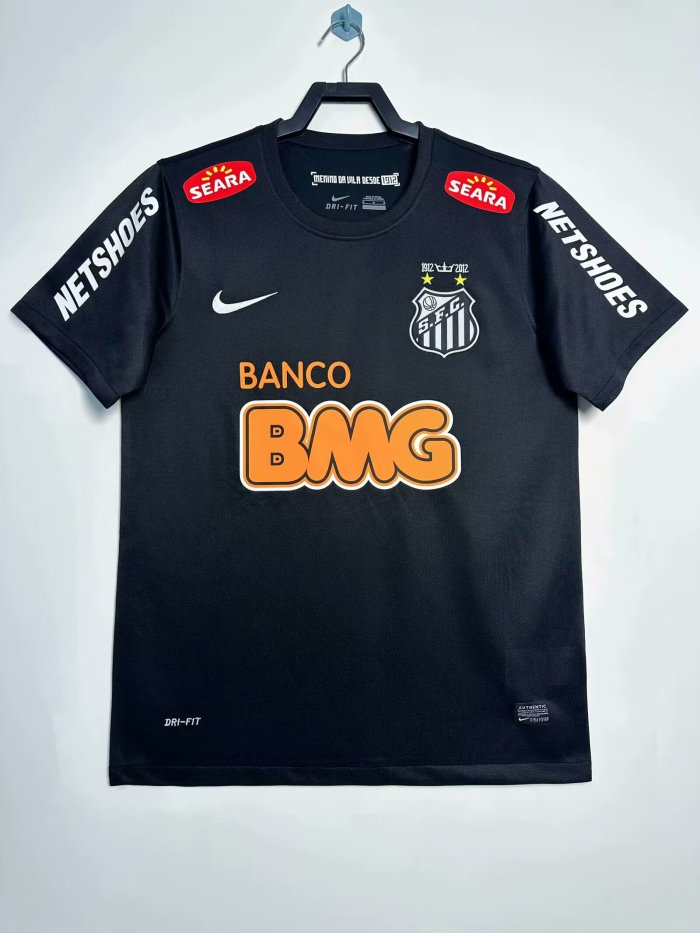 2012-2013 Santos FC Black Retro Soccer Jersey