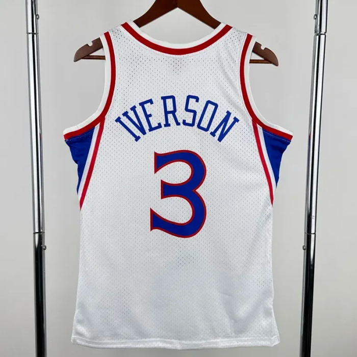 1996-1997 76ERS IVERSON #3 White Retro Top Quality Hot Pressing NBA Jersey