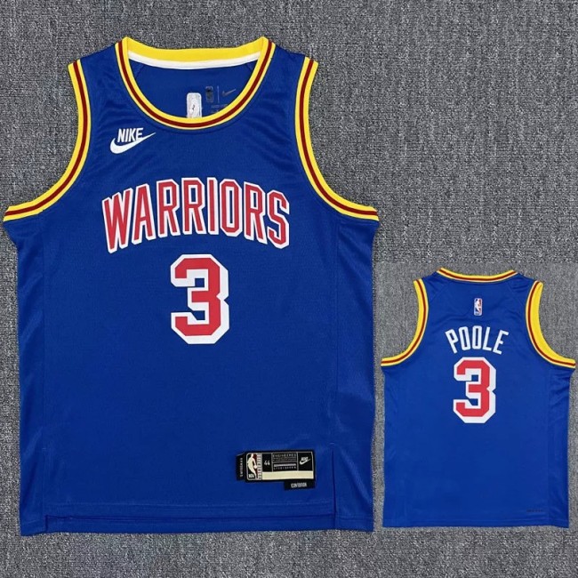 Warriors POOLE #3 Blue 75th Anniversary Retro NBA Jersey