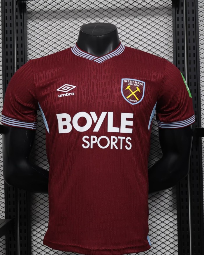 25-26 West Ham Home Player Version Soccer Jersey