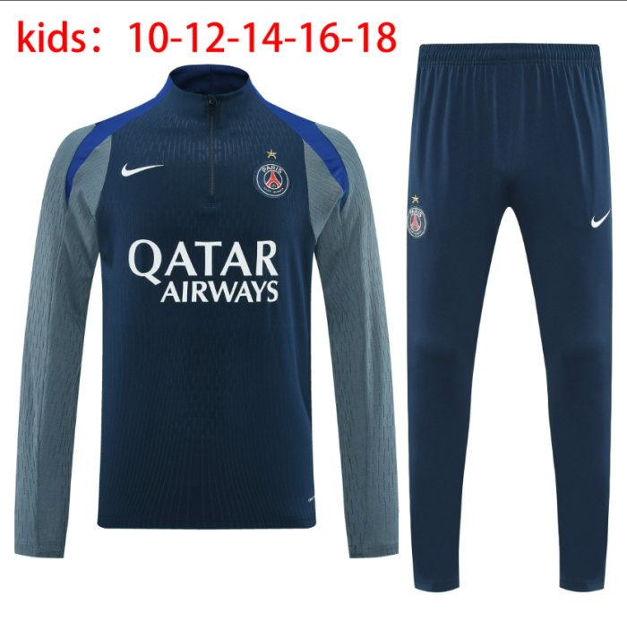25-26 PSG High Quality Kids Half Pull Tracksuit
