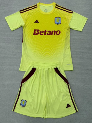 25-26 Aston Villa Yellow Goalkeeper Adult Suit 1:1 Thai Quality
