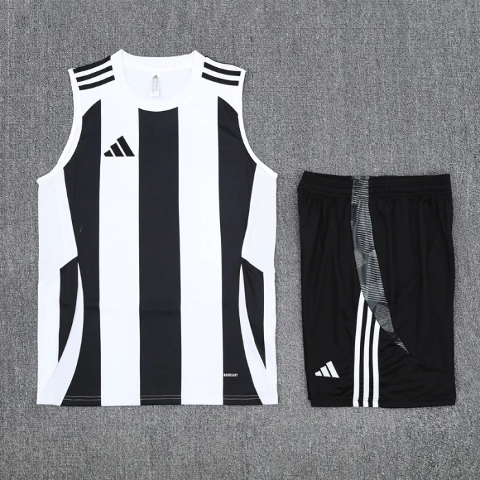 2025 AD White Black Tank Top And Shorts Suit