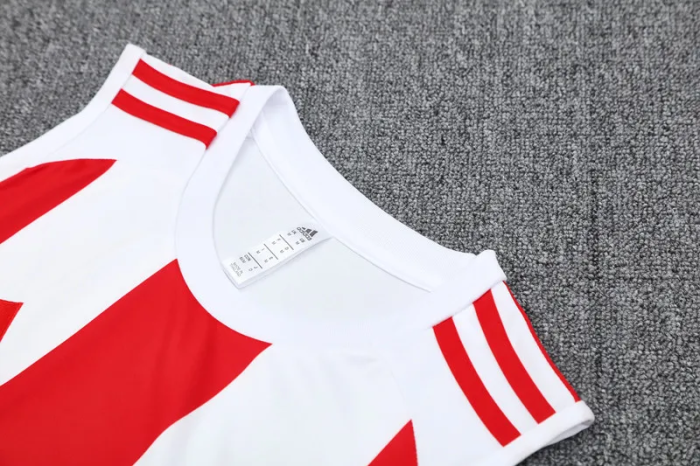 2025 AD White Red Tank Top And Shorts Suit