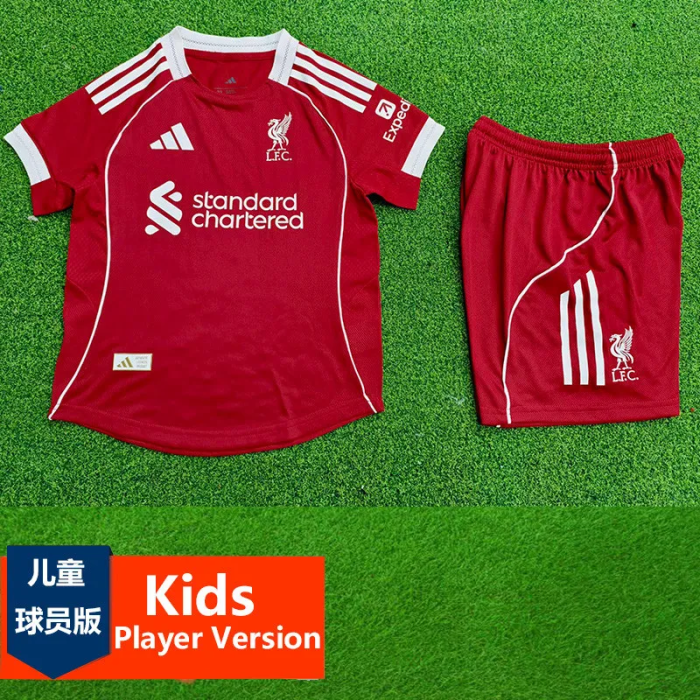 25-26 LIV Home Kids Player Version Soccer Jersey 1:1 Thai Quality (球员童装)