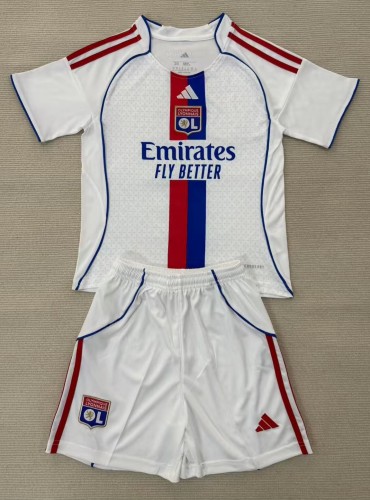 25-26 Lyon Home Kids Soccer Jersey 1:1 Thai Quality