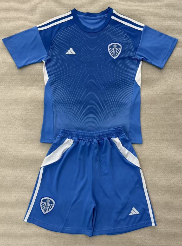 25-26 Leeds United Blue GoalKeeper Kids Soccer Jersey 1:1 Thai Quality