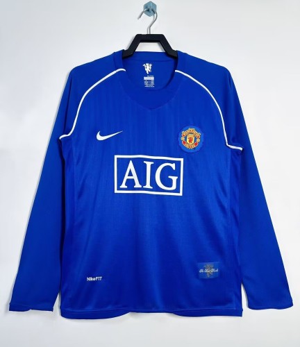 2007-2008 Man Utd Goalkeeper Long Sleeves Retro Soccer Jersey