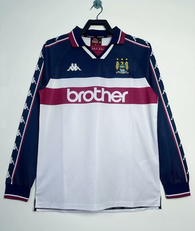1997-1998 Man City Home Long Sleeve Retro Soccer Jersey (长袖)