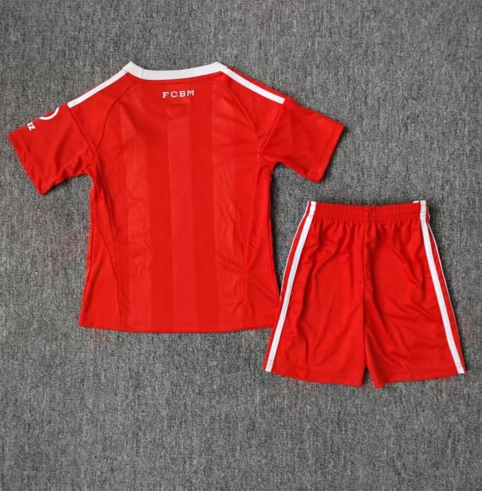 25-26 Bayern Red Goalkeeper Kids Soccer Jersey 1:1 Thai Quality