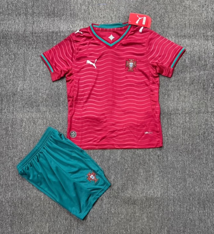 2026 Portugal Home Kids Soccer Jersey