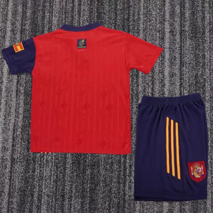 1996 Spain Home Retro Kids Soccer Jersey