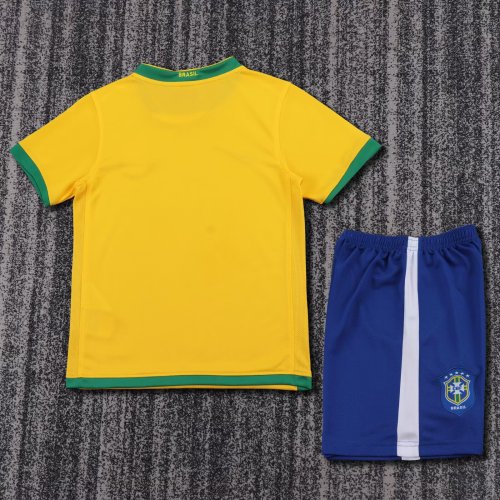 2006 Brazil Home Retro Kids Soccer Jersey