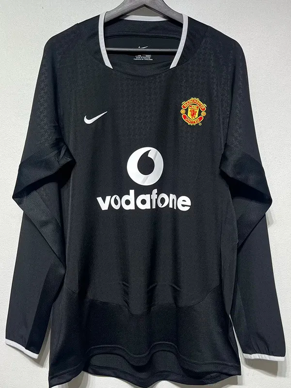 2003-2004 Man Utd Away Long Sleeve Retro Soccer Jersey