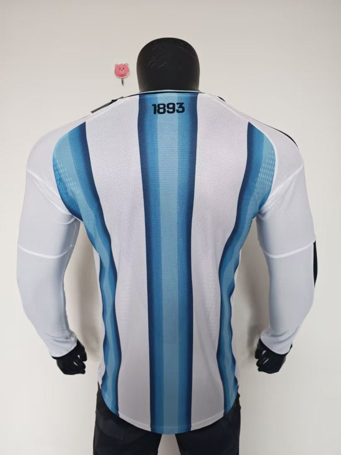 2026 Argentina World Cup Home Long Sleeve Player Version Soccer Jersey
