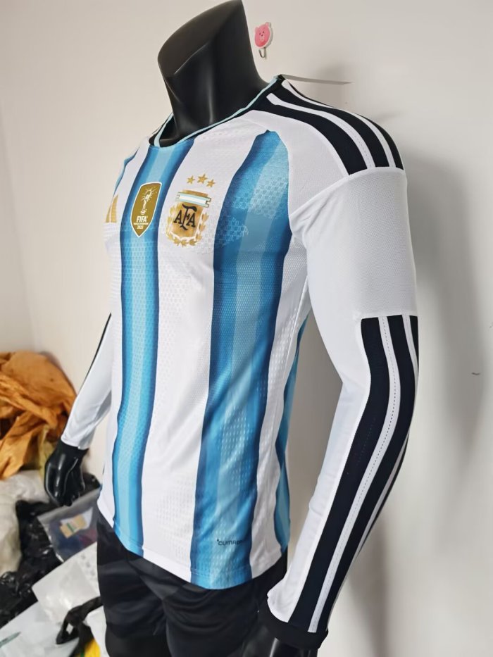 2026 Argentina World Cup Home Long Sleeve Player Version Soccer Jersey