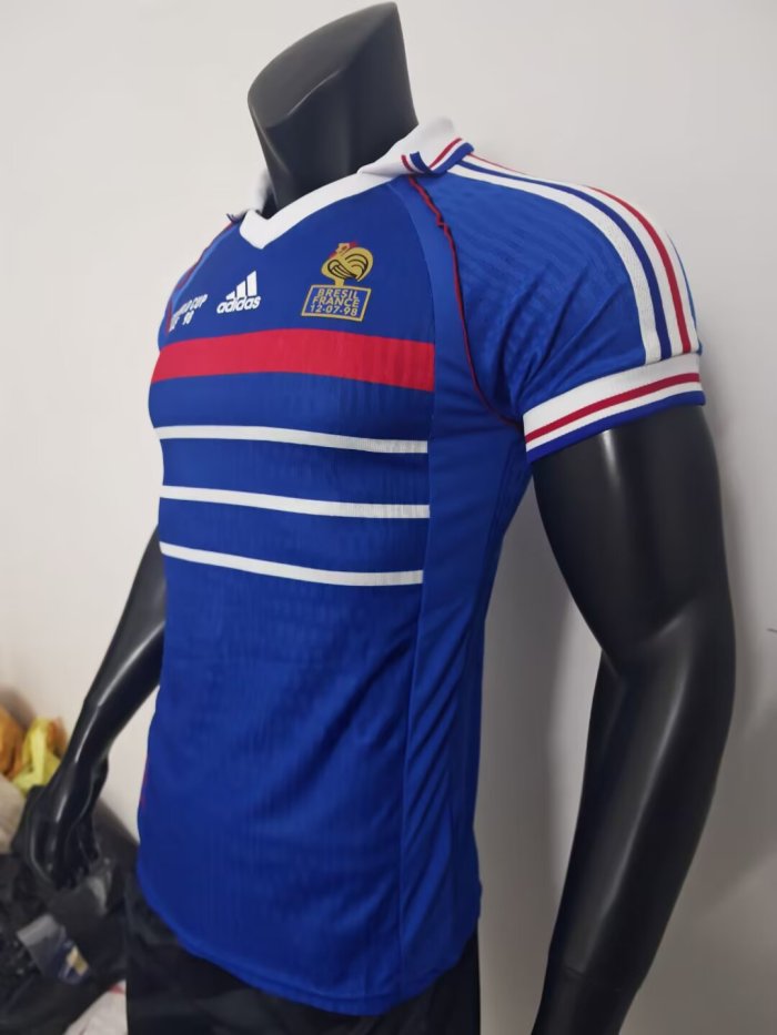 1998 France Home Player Version Retro Soccer Jersey*球员