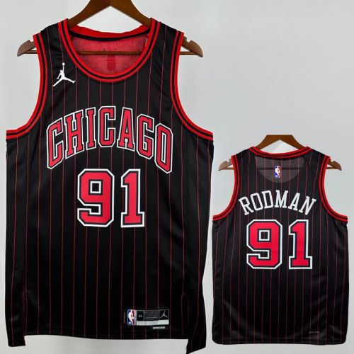25-26 BULLS RODMAN #91 Black Top Quality Hot Pressing NBA Jersey (Trapeze Edition) 飞人版
