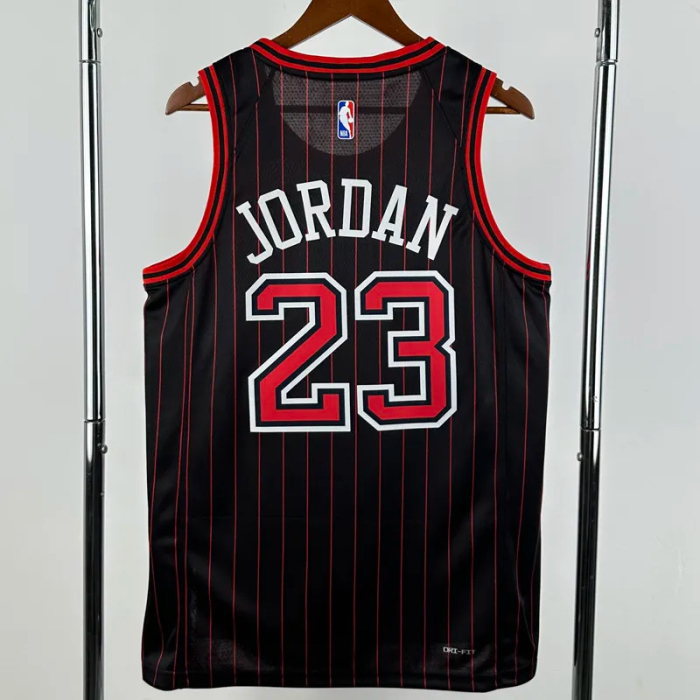 25-26 BULLS JORDAN #23 Black Top Quality Hot Pressing NBA Jersey (Trapeze Edition) 飞人版