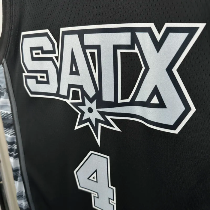 22-23 SA Spurs FOX #4 Black Top Quality Hot Pressing NBA Jersey (Trapeze Edition) 飞人版