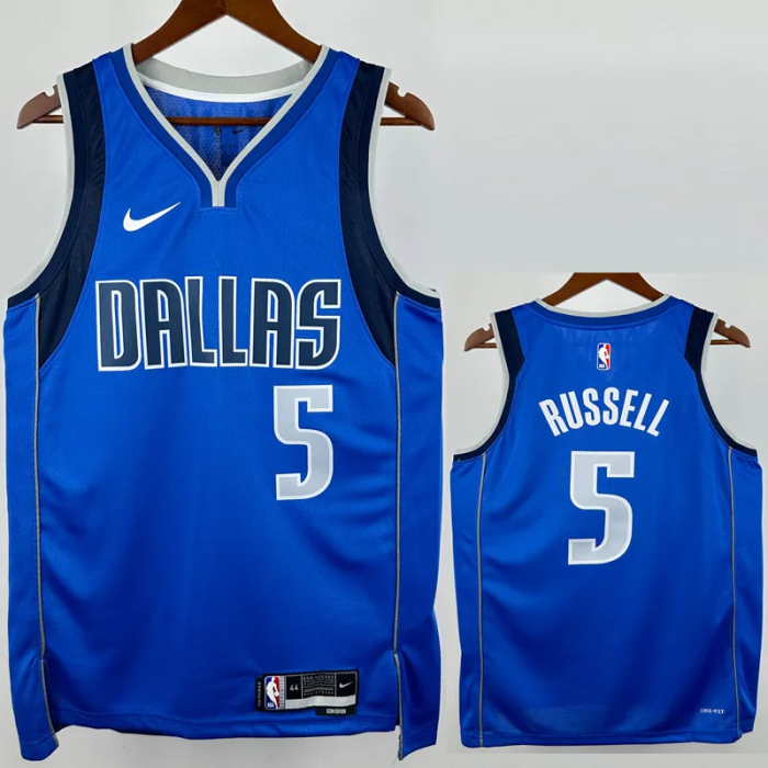 22-23 Dallas Mavericks RUSSELL #5 Blue Top Quality Hot Pressing NBA Jersey(V领)