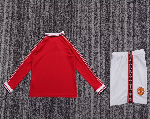 1998-1999 Man Utd Home Long sleeves Retro Kids Soccer Jersey
