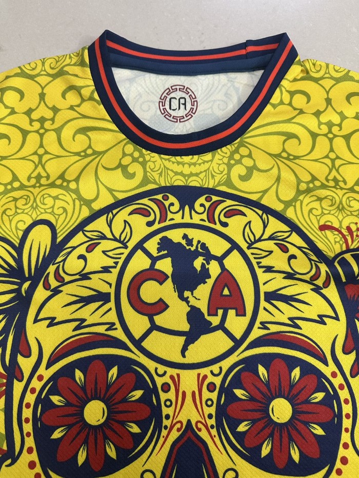 25-26 Club America Yellow Day of the Dead Fans Soccer Jersey