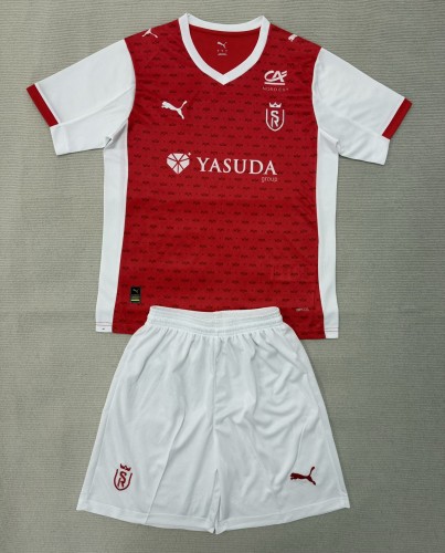 25-26 Stade Reims Home Kids Soccer Jersey