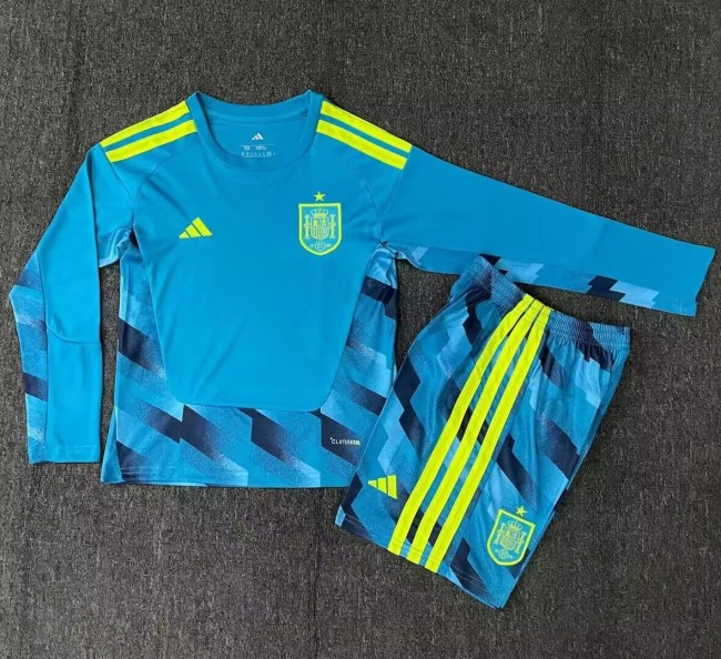 2026 Spain GoalKeeper Long Sleeve Kids Soccer Jersey (长袖)