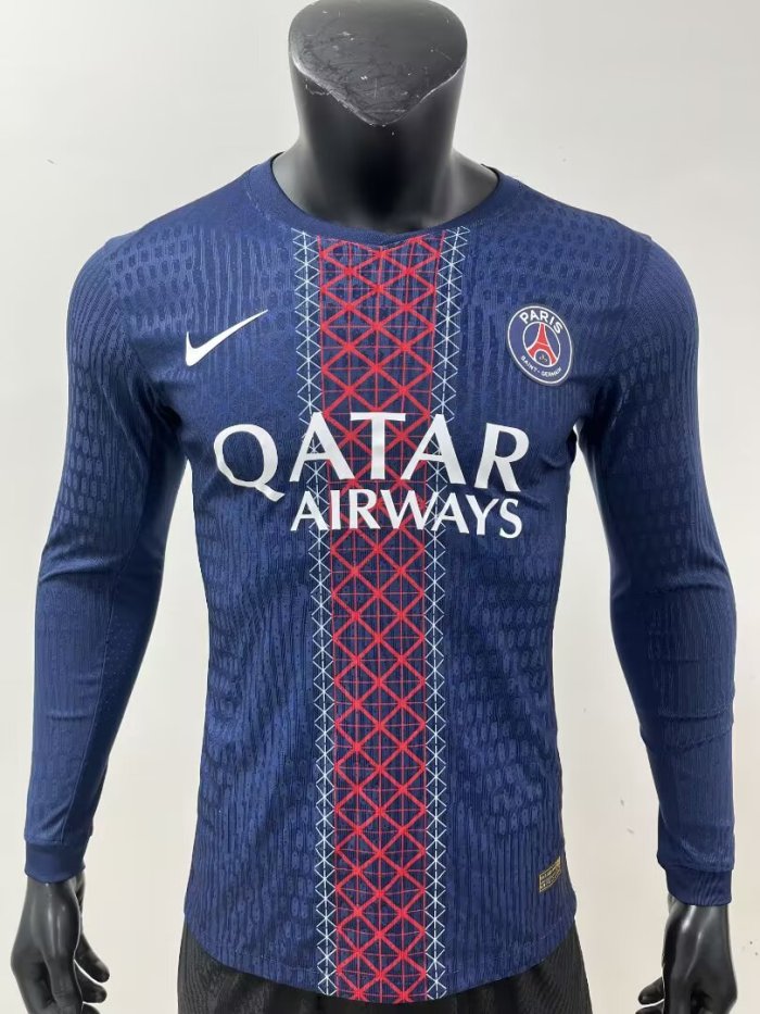 25-26 PSG Home Long Sleeve Player Version Soccer Jersey
